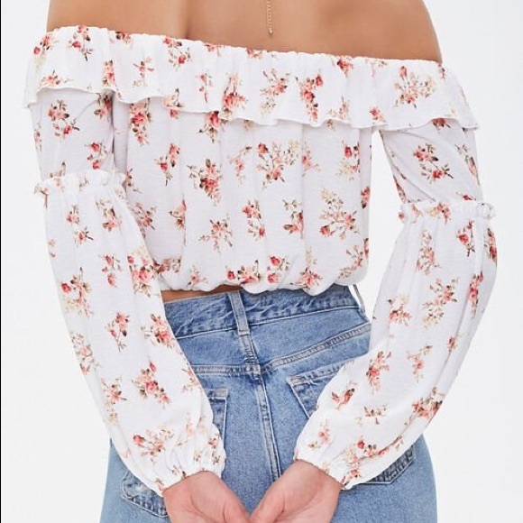 🌟F21 Floral Off-the-Shoulder Crop Top🌟 - Picture 2 of 7